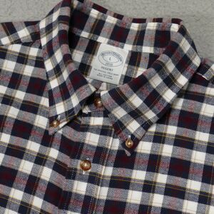 Brooks Brothers Regent Shirt Mens Large Blue Plaid Flannel Button Up Long Sleeve